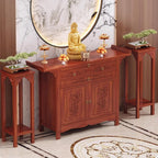 Large-Capacity Prayer Cabinet, Altar Table with Drawers, Solid Thickened Bamboo Board with Retro and Elegant Chinese carvings, Suitable for Entrance, Living Room, Bedroom 68cm