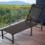 Aluminum Chaise Lounge Chair Outdoor Set of 2, Foldable & Assembly Free Outdoor Lounge Chairs with 5-Position Recliner, Pool Lounge Chairs for Outside Poolside Beach Lawn (Dark Grey)