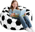 2.5 Ft Soccer Bean Bag Chair for Kids with Memory Foam Filling, Bean Bag Chair with Soft Velvet Cover, Bean Bag Sofa Couch for Living Room, Birthday Gift for Boys Girls, X-Large