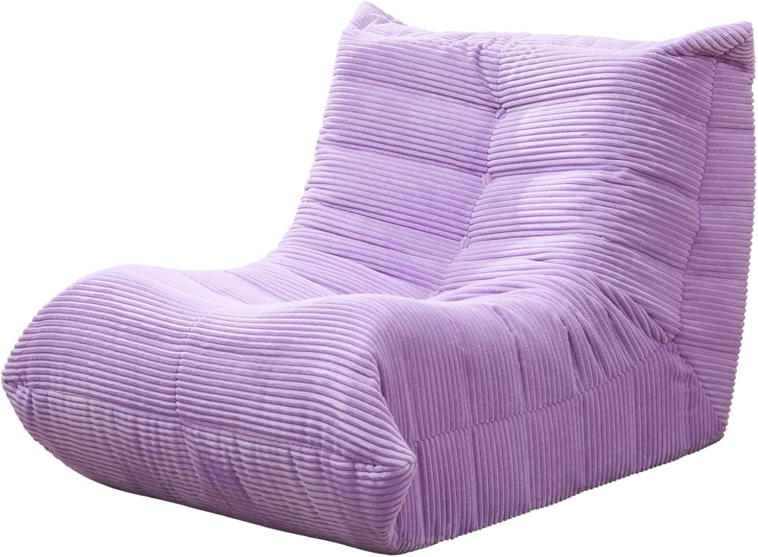 Hobestluk Large Bean Bag Chair for Teens Beanbag Couch with Spacious Design | Toddler Bean Bag Chair, Memory Foam Filler, Corduroy Cover, Ergonomic Design, For Reading, Gaming, Lounging, Large, Purple