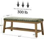 VKNOW Entryway Bench, 44.4" Upholstered Storage Shoe Bench for Entryway & Bedroom, Shoe Rack Bench with Rubberwood Legs, Modern End of Bed Bench for Living Room and Hallway, Green