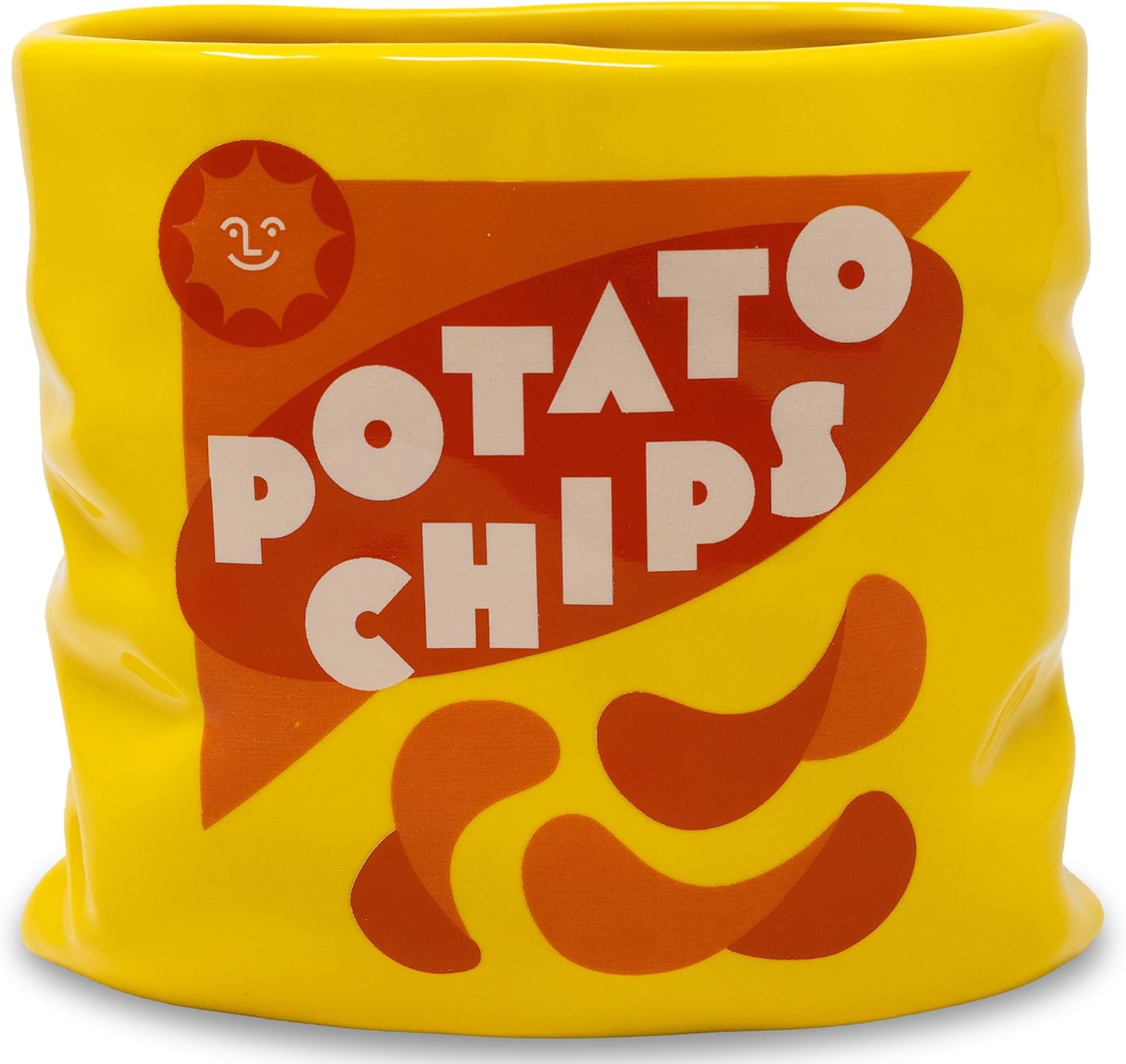 ban.do Vintage Inspired Potato Chips Bag Vase, Decorative Ceramic Vase, Large Flower Vase, Unique Potato Chip Decor for Home/Kitchen/Office