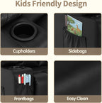 MCombo Big Kids Recliner for Ages 3+, Child Reclining Chair, Toddlers Recliner Sofa with Cup Holders (Faux Leather, Black)