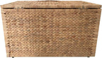 eHemco Water Hyacinth Wicker Storage Trunk with Metal Frame, Decorative Blanket Chest & Storage Box, Farmhouse Woven Storage for Bedroom, Living Room & Entryway, Natural, 30 x 17.5 x 17.5 Inch