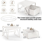 Urban Deco Mini Fridge Stand with Storage, Heavy Duty Fridge Cart with Drawer Basket, Mini Refrigerator Table for 220 LBS, Mobile Fridge Stand with Swivel Wheels for Dorm,Office,Home,White