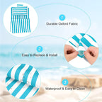 Beach Sling Chair Replacement Canvas, 16x44.5 Inch Folding Lounge Chair Fabric with Pillow for Beach/Sunbathing/Courtyard/Garden [Pinstripe Sky Blue, Only Replacement]