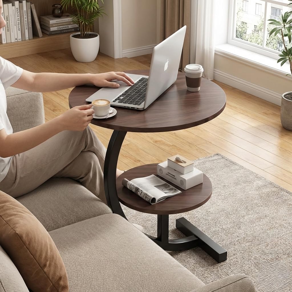 Modern Double Side Table for Living Room, Minimalist Small Side Table for Couch & Bedroom, Stylish Side Tables for Bedside Use
