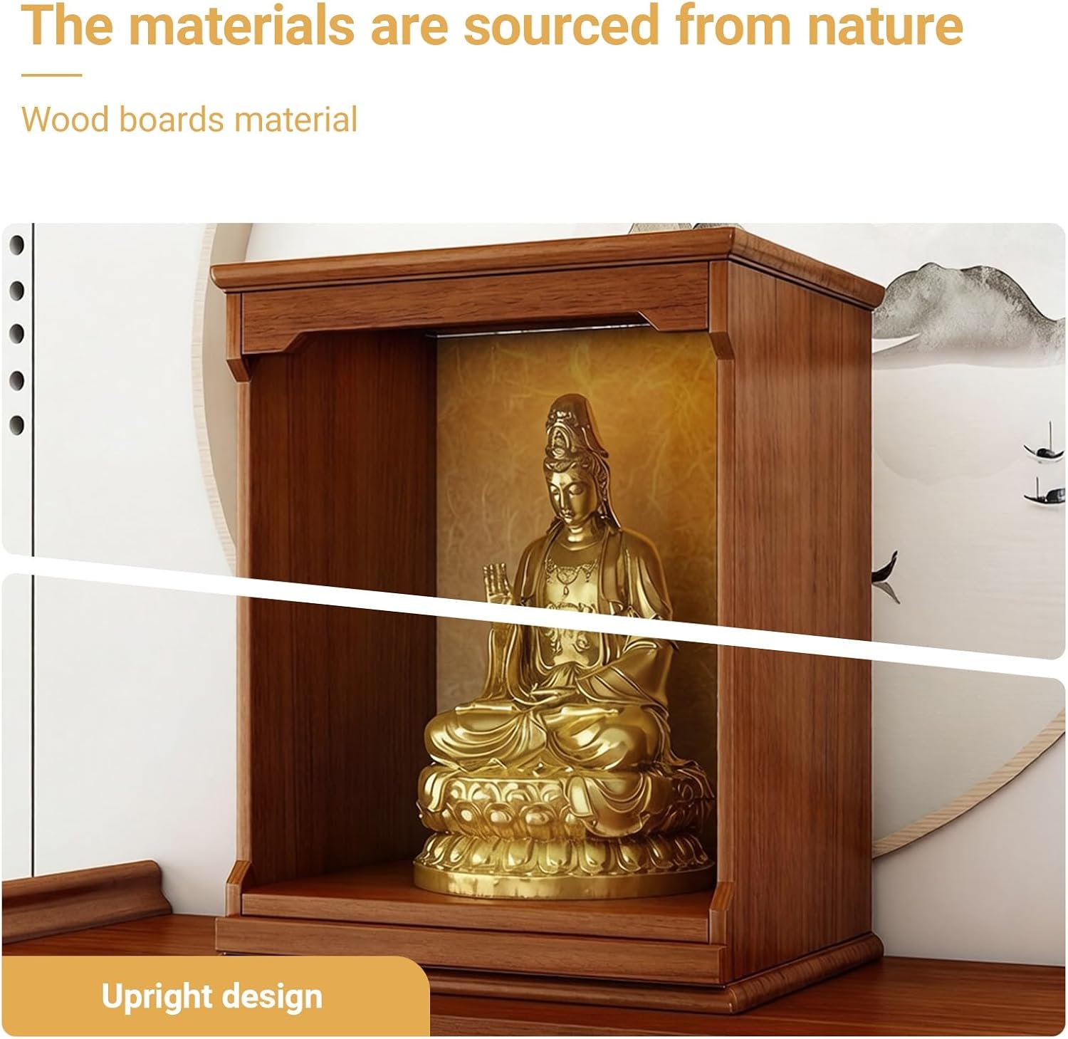 Solid Wood Tabletop Buddhist Table with Pull-Out Drawer, Tribute Personal Shrine Altar Table, Buddhist Prayer altars cabinets for Small Spaces(A,38 * 26 * 46cm/15 * 10.2 * 18.1in)