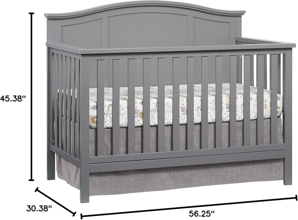 Oxford Baby Emerson 4-in-1 Convertible Baby Crib, Dove Gray, GreenGuard Gold Certified