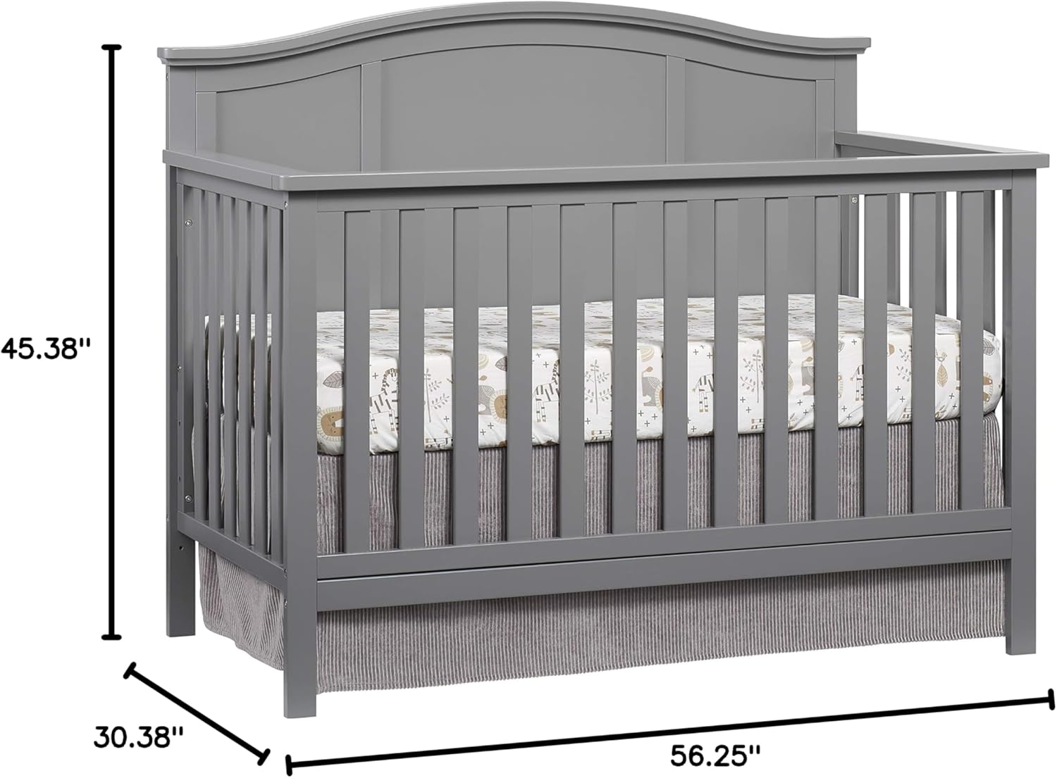 Oxford Baby Emerson 4-in-1 Convertible Baby Crib, Dove Gray, GreenGuard Gold Certified
