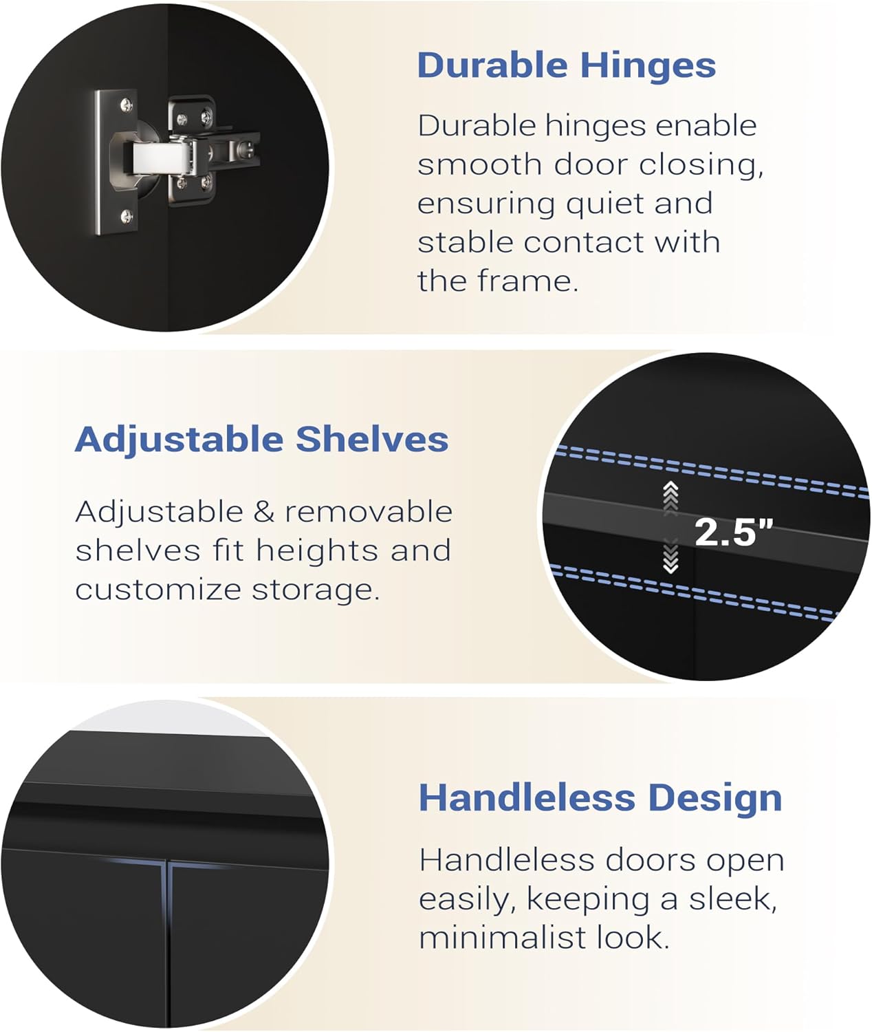 Housoul Buffet Cabinet with Storage, Coffee Bar Cabinet with 4 Doors and Adjustable Shelf, Modern Kitchen Buffet Sideboard for Kitchen, Black