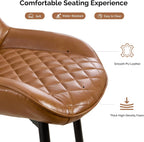 Dining Chair Set of 4, Modern Dining Chairs with Thick Cushions, Faux Leather Kitchen Dining Room Chairs with Metal Adjustable Legs for Dining Living Room, Brown