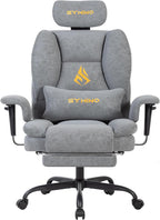 Symino Gaming Chair with Footrest, Up/Down Armrests, Suede Fabric Ergonomic Office Chair, 150° Recline Computer Chair for Desk, Grey