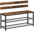HOOBRO Hall Tree with Bench, Coat Rack Shoe Bench Set, Entryway Shoe Rack with Coat Hooks, Hall Tree, 39.4" L x 11.8" W x 18.1" H, Industrial, for Front Door, Rustic Brown BF071MT01G1
