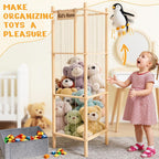 Stuffed Animal Storage with Toys Tray, 57In Large Wooden Stuffy Plushies Storage Holder Extra Large Capacity Stuffed Animals Zoo Organizer for Toddler Rooms, Playrooms & Bedrooms