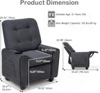 INFANS Kids Recliner, Toddler Lounge Chair with Adjustable Backrest Footrest Cup Holder Side Pockets, Velvet Leather Toddler Couch