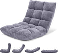 Giantex Folding Floor Chair with Back Support, 14 Adjustable Position, Padded Sleeper Bed, Couch Recliner, Gaming Floor Chairs for Adults, Meditation, Living Room (Grey)