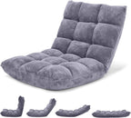 Giantex Folding Floor Chair with Back Support, 14 Adjustable Position, Padded Sleeper Bed, Couch Recliner, Gaming Floor Chairs for Adults, Meditation, Living Room (Grey)