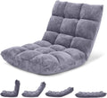 Giantex Folding Floor Chair with Back Support, 14 Adjustable Position, Padded Sleeper Bed, Couch Recliner, Gaming Floor Chairs for Adults, Meditation, Living Room (Grey)