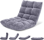 Giantex Folding Floor Chair with Back Support, 14 Adjustable Position, Padded Sleeper Bed, Couch Recliner, Gaming Floor Chairs for Adults, Meditation, Living Room (Grey)
