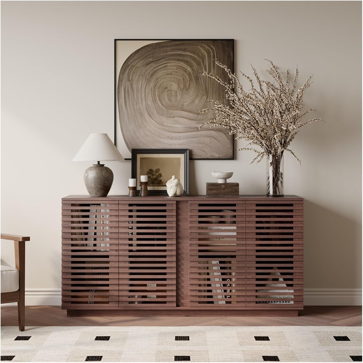 Living Room Furniture Entertainment Storage Dining Room Cabinet, Buffet Sideboard with Solid Wood Doors,for Kitchen