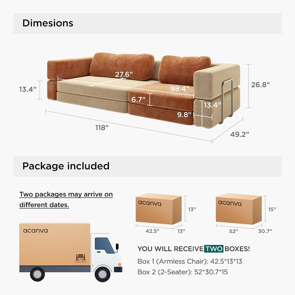 Acanva Modular Kids Play Couch for Playroom Bedroom, Children Sectional Sofa Bed, Toddler Furniture, Convertible Floor Cushion, Mix-Color