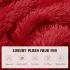 Bean Bag Cover (No Filler), Soft Faux Fur Stuffed Animal Bean Bag Storage, Fluffy Plush Bean Bag Chair Cover Washable, Comfy Bean Bag Covers for Adults Kids Teens, 38"x40" Red