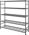 Sakugi Garage Shelving - 5-Tier Garage Shelving - Large Capacity Storage Shelves, Robust & Rustproof Metal Shelf Organizer for Garage, Pantry, Kitchen, 47.5" x 12.5" x 61.0", Black
