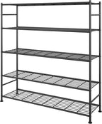 Sakugi Garage Shelving - 5-Tier Garage Shelving - Large Capacity Storage Shelves, Robust & Rustproof Metal Shelf Organizer for Garage, Pantry, Kitchen, 47.5" x 12.5" x 61.0", Black