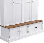LUMISOL Farmhouse Hall Tree with Bench and Shoe Storage, Entryway Bench with Coat Rack, Hooks, 8 Cabinets & 4 Top Cubbies for Mudroom, Entrance, Hallway, White