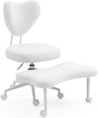 Ergonomic Meditation Chair with Lumbar Support, 360° Swivel Base and Adjustable Seat Cushion, Beige Teddy Fleece Upholstered for Yoga or Office, 300 lb Capacity