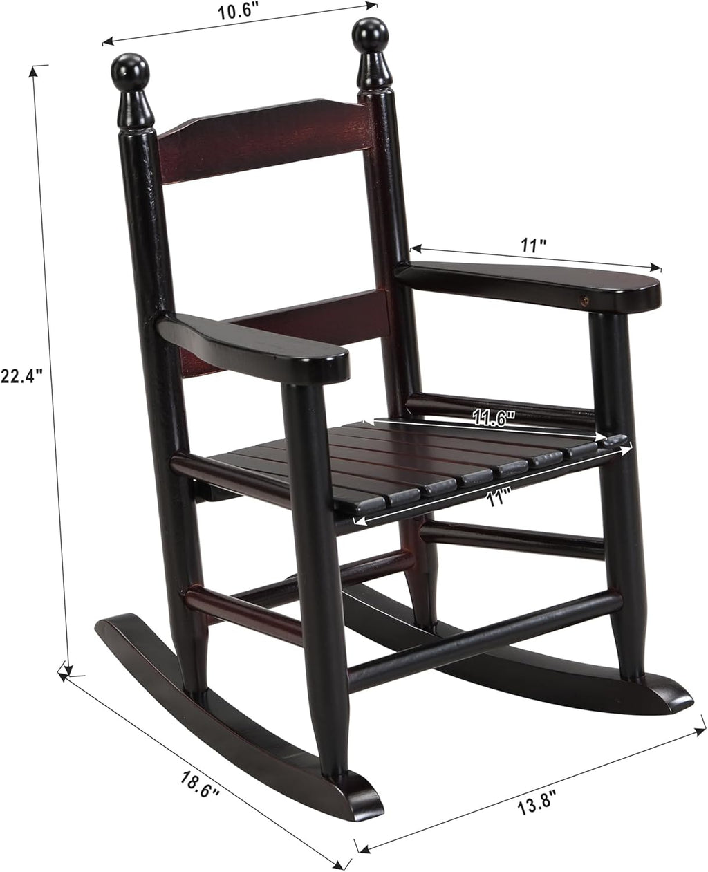 Kids Rocking Chair, Children’s Rocking Chair, Toddler Rocking Chair Porch Rocker Chair with Classic Rocker and Hardwood Construction, for Nursery, Indoor, Outdoor, Living Rooms (Espresso)