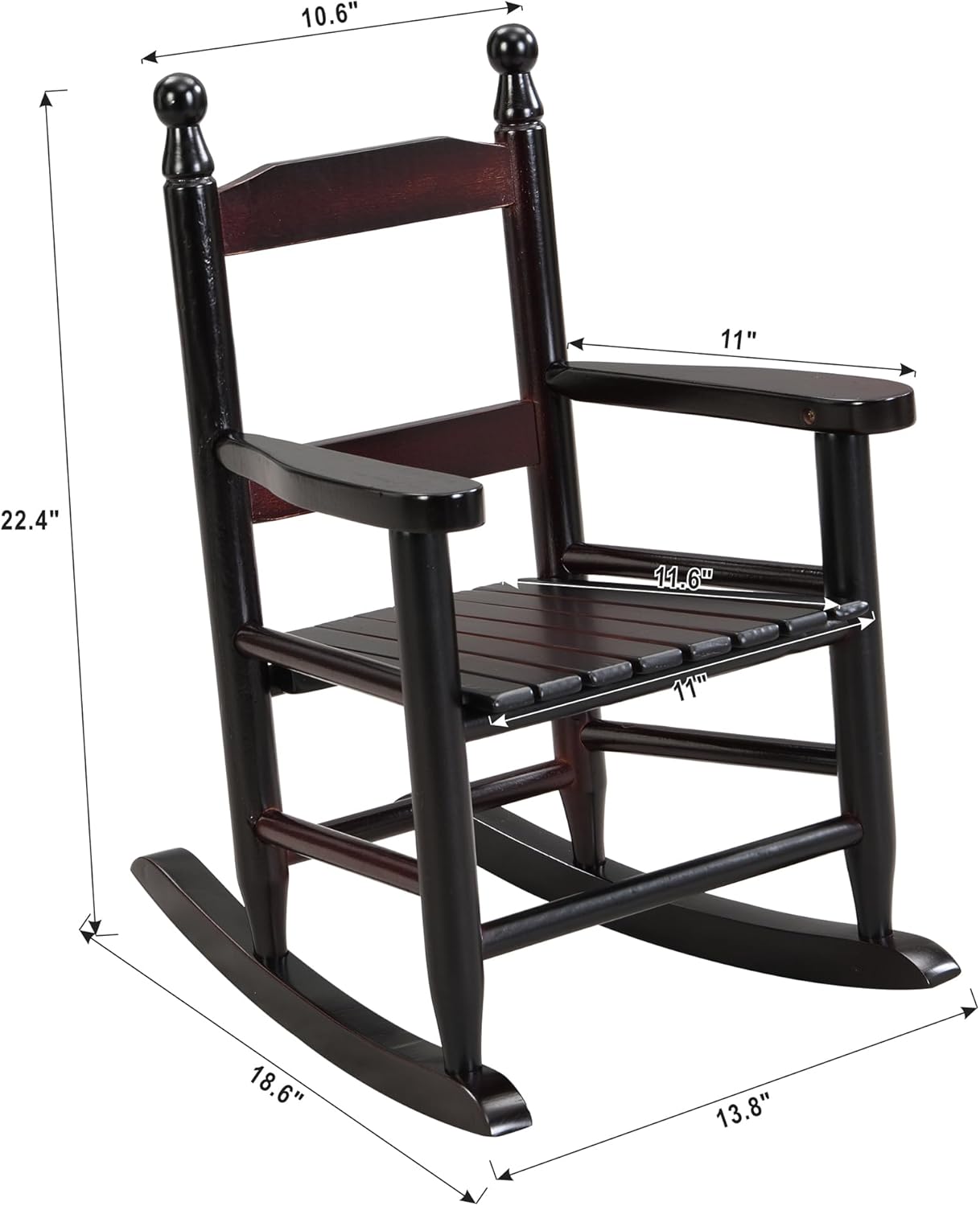 Kids Rocking Chair, Children’s Rocking Chair, Toddler Rocking Chair Porch Rocker Chair with Classic Rocker and Hardwood Construction, for Nursery, Indoor, Outdoor, Living Rooms (Espresso)