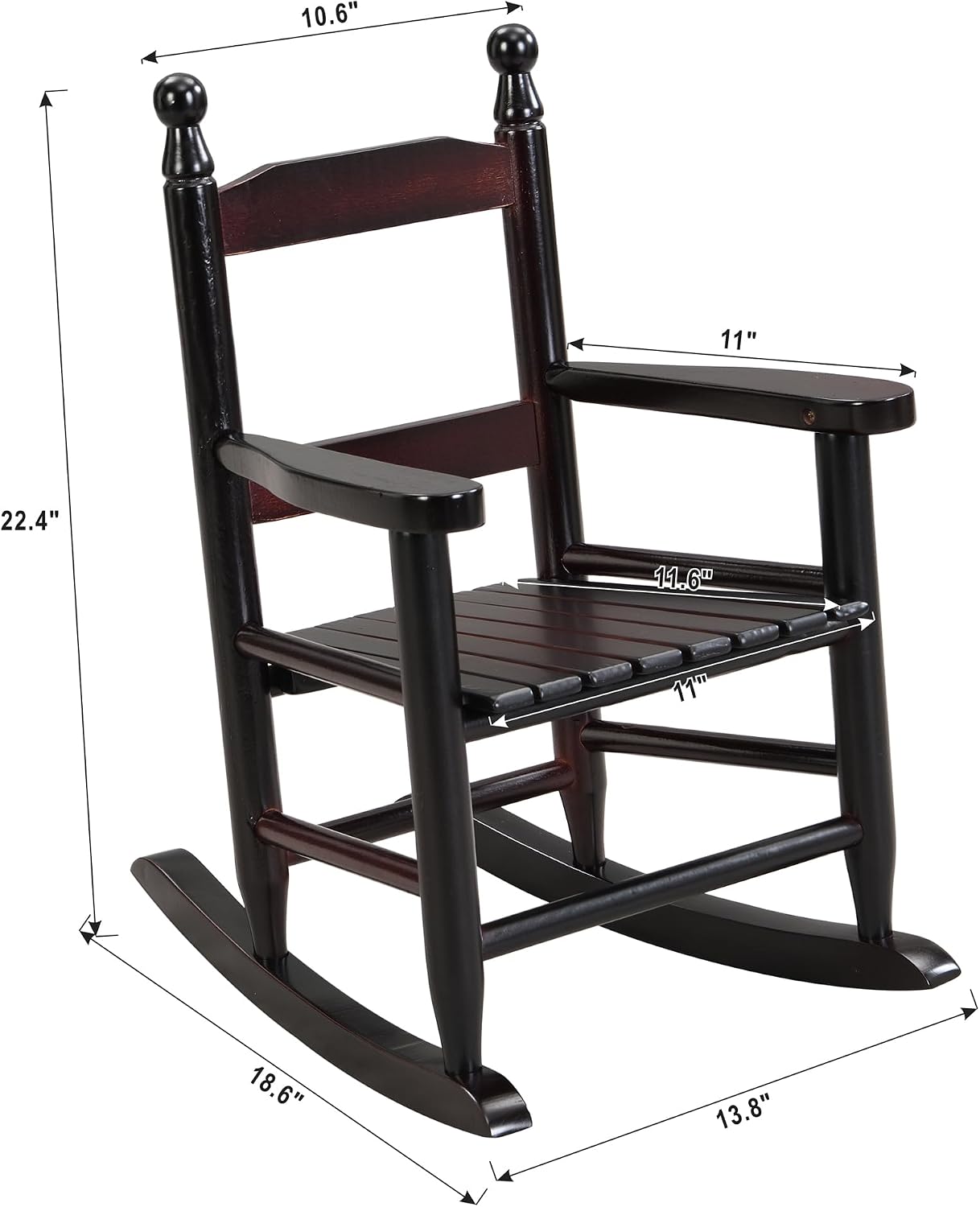 Gecheer Kids' Rocking Chair for Indoor or Outdoor Use – Solid Hardwood Construction, Sturdy Slatted Back, Easy Assembly, Weight Capacity 110 lbs