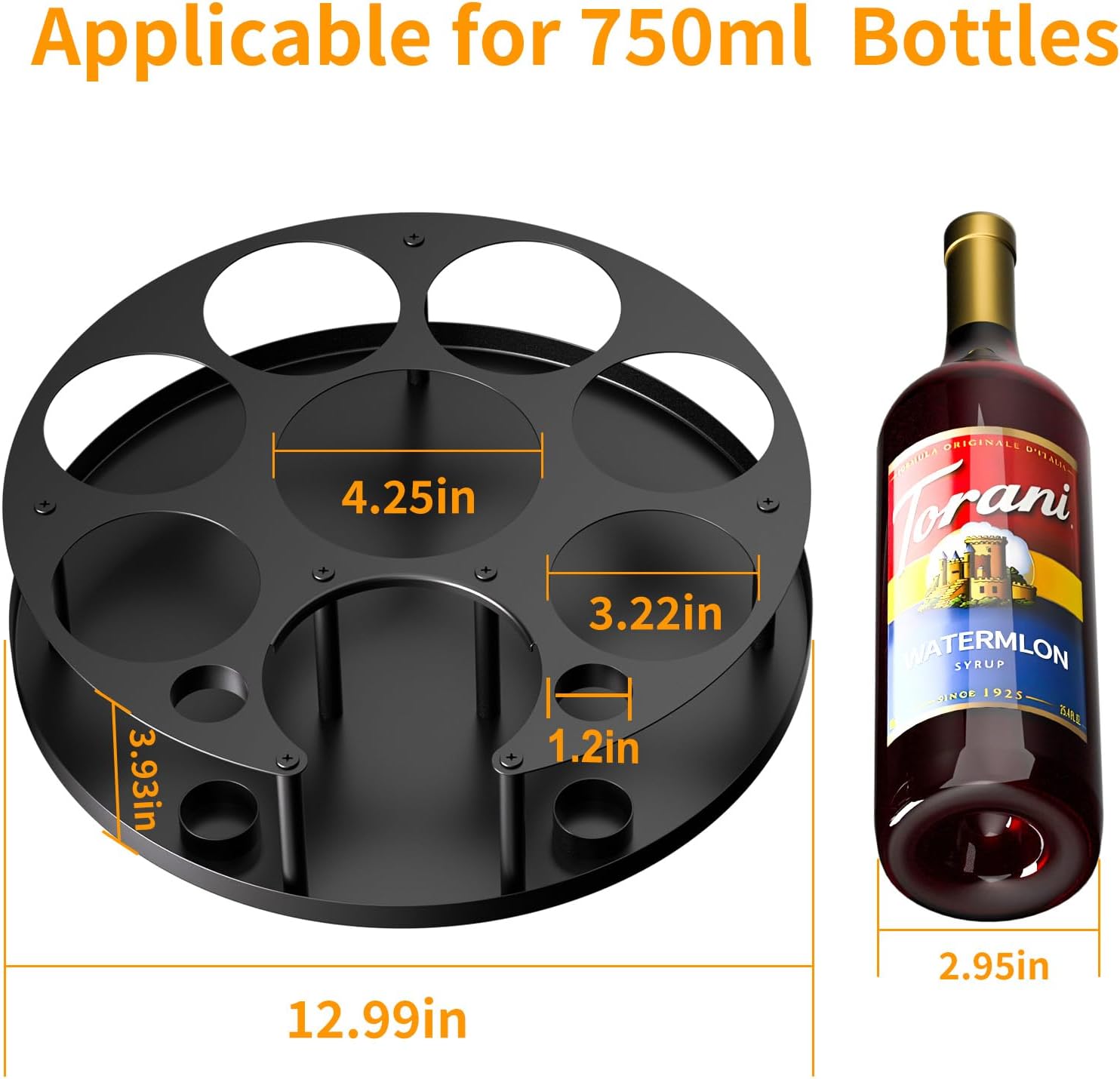 Coffee Syrup Organizer 8 Bottles, Rotating Coffee Syrup Holder with Stirrers Storage for Syrup Bottles, Cup and Lid, Wine Display, Syrup Rack Stand for Coffee Bar Organizer, Kitchen