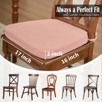 Dining Chair Cushions Set of 4-2" Thick High-Density Foam Chair Pads with Ties and Non-Slip Bottom, Removable Washable Cover for Dining and Kitchen, 17"x16", Pink