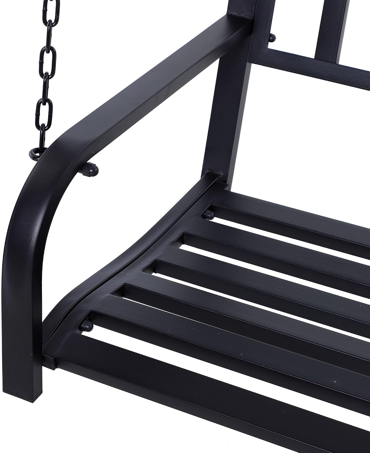 2-Person Outdoor Swing Bench, 47in Wide Solid Powder-Coated Steel, 528lb Capacity, Black