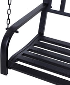 Powder-Coated Steel 2-Person Outdoor Swing Bench for Porch, Deck, Patio with 528lb Capacity, Black