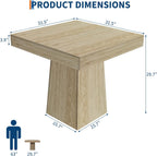 Modern Farmhouse Square Dining Table for 4 – 31.5'' Compact Wooden Pedestal – Restaurant Dining Furniture for Apartment, Living Room, Small Spaces – Natural Wood YS042 Matte Surface