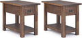 SIMPLIHOME Monroe Solid Acacia 14 inch Wide Rustic Narrow Side Tables in Distressed Charcoal Brown for the Living Room and Bedroom (Set of 2)