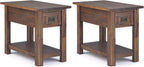SIMPLIHOME Monroe Solid Acacia 14 inch Wide Rustic Narrow Side Tables in Distressed Charcoal Brown for the Living Room and Bedroom (Set of 2)