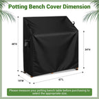Kasla Potting Bench Cover, Waterproof Cover for Potting Table for Outdoors, Weatherproof Gardening Table for for Outsid Patio Garden Backyard - 47" L×19" W×34/48" H