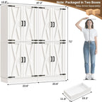 Unikito 71" Tall Kitchen Pantry Cabinet with Farmhouse Barn Doors and Storage Drawer, 8 Adjustable Shelves, Freestanding Cupboard for Dining Room, Living Room, Utility Room, White, 2 Pack