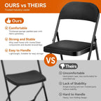 Folding Chairs with Cushion 2 Pack Black Padded Seat Metal Frame with Backrest Portable Folding Chair Lightweight Foldable Chair for Home Office Party Event Seating