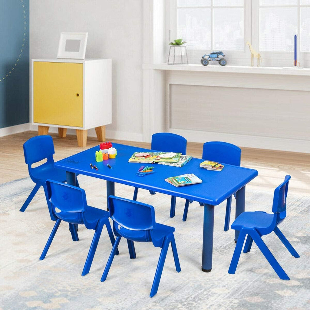 Costzon Plastic Stackable School Chairs, 6 Pack, Kids Learning Chairs with 11 inch Seat Height, Carrying Handle, Waterproof Children Chairs for Playrooms, Schools, Daycares and Home (6 Pack, Blue)