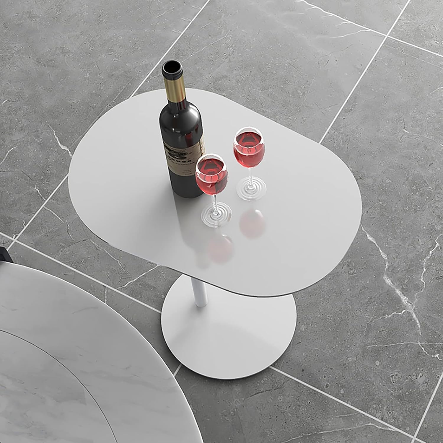 C-Shaped Side Table, Iron Living Room Table, Mini Corner Table for Bedroom or Cafe, Versatile Accent End Table