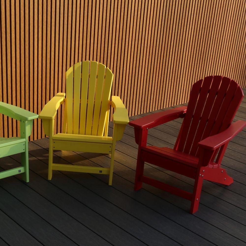 NewTechWood Child Adirondack Patio Chair Weather Resistant, Easy Installation, Widely Used in Outdoor, Fire Pit, Deck, Lawn, Outside, Garden Chairs (Ruby Red)