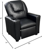 23" Black PU Leather Recliner Chair with Cupholder