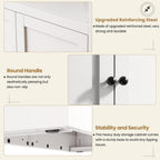 Kitchen Pantry Storage Cabinet, 34" H Storage Cabinet with Doors and Adjustable Shelves, Small Cupboard with Round Handles, Metal Kitchen Cabinet for Dining Room, Living Room, White