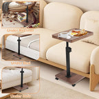 C Table End Table Adjustable Height, 360° Swivel Bed End Tables with Wheels, C Shaped Side Tables TV Tray Sofa Table for Small Spaces，Side Tables Living Room and Bedroom for Sofa, Bed,Chair